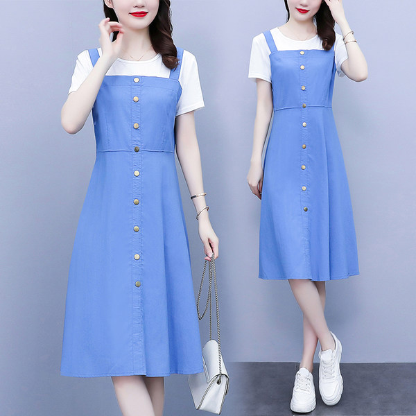เดรสคนอ้วน เดรสสาวอวบ ชุดเดรสคนอ้วนวัยรุ่นแขนสั้น BY PLUS SIZE Girl