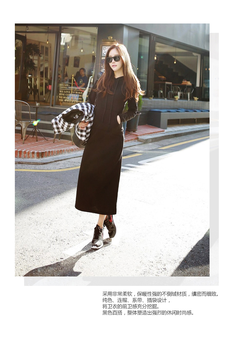 เดรสฮูดดี้ ผ้า Cotton ผสมโพลิ ด้านในเป็นผ้าสำลีนุ่มๆ เนื้อไม่หนา พร้อมส่ง