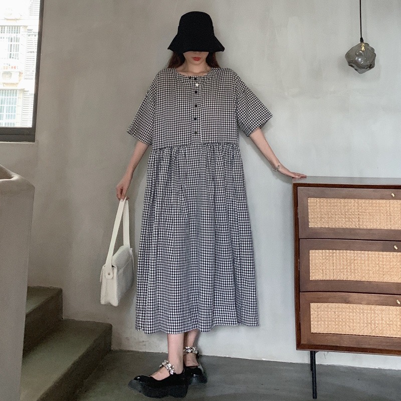เดรสแขนสั้น มีไซส์ L-4XLอก 38-47 นิ้ว ใส่ได้ทั้งสาวหุ่นดีน่ารักจนถึงสาวอวบพลัสไซส์