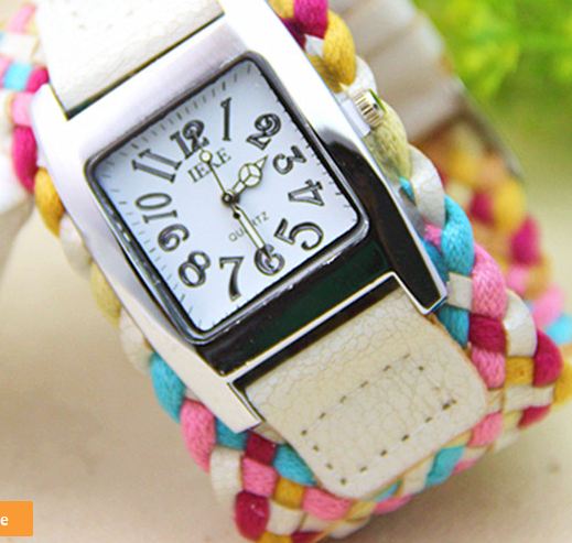 นาฬิกาข้อมือสายหนังถัก งาน Handmade สไตล์วินเทจ นาฬิกาข้อมือผู้หญิง แฟชั่นเก๋ ๆ สีขาว ลดราคา no 201419_2