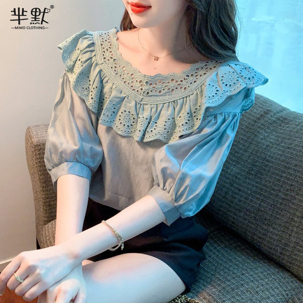เสื้อลูกไม้ แขนสั้น