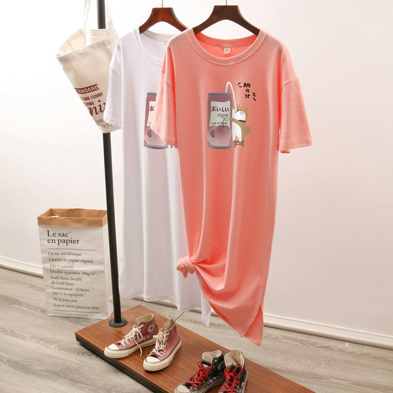 เดรสสไตล์เสื้อยืด S-3XL(อกเสื้อยืด 43- 51 นิ้ว)ใส่สบายๆอยู่บ้าน ใส่นอน