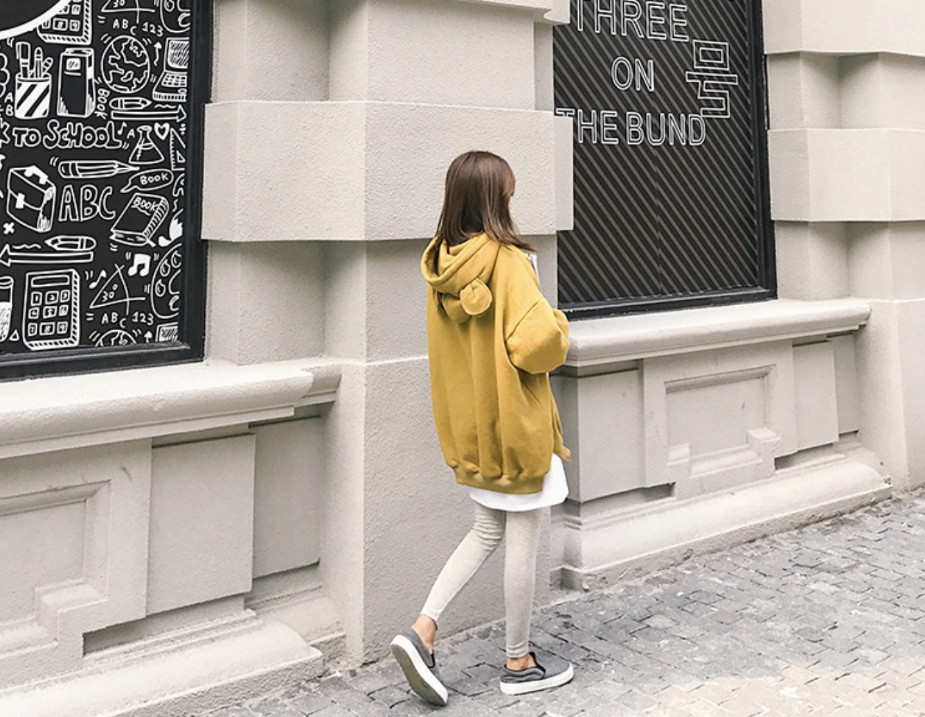 เสื้อกันหนาวฮู้ดดี้ แฟชั่นเกาหลี หูหมี ผ้าเนื้อนุ่ม ด้านในเป็นผ้าสำลี กันหนาวได้จ้า พร้อมส่ง งานจริงในภาพสุดท้าย เหลือง