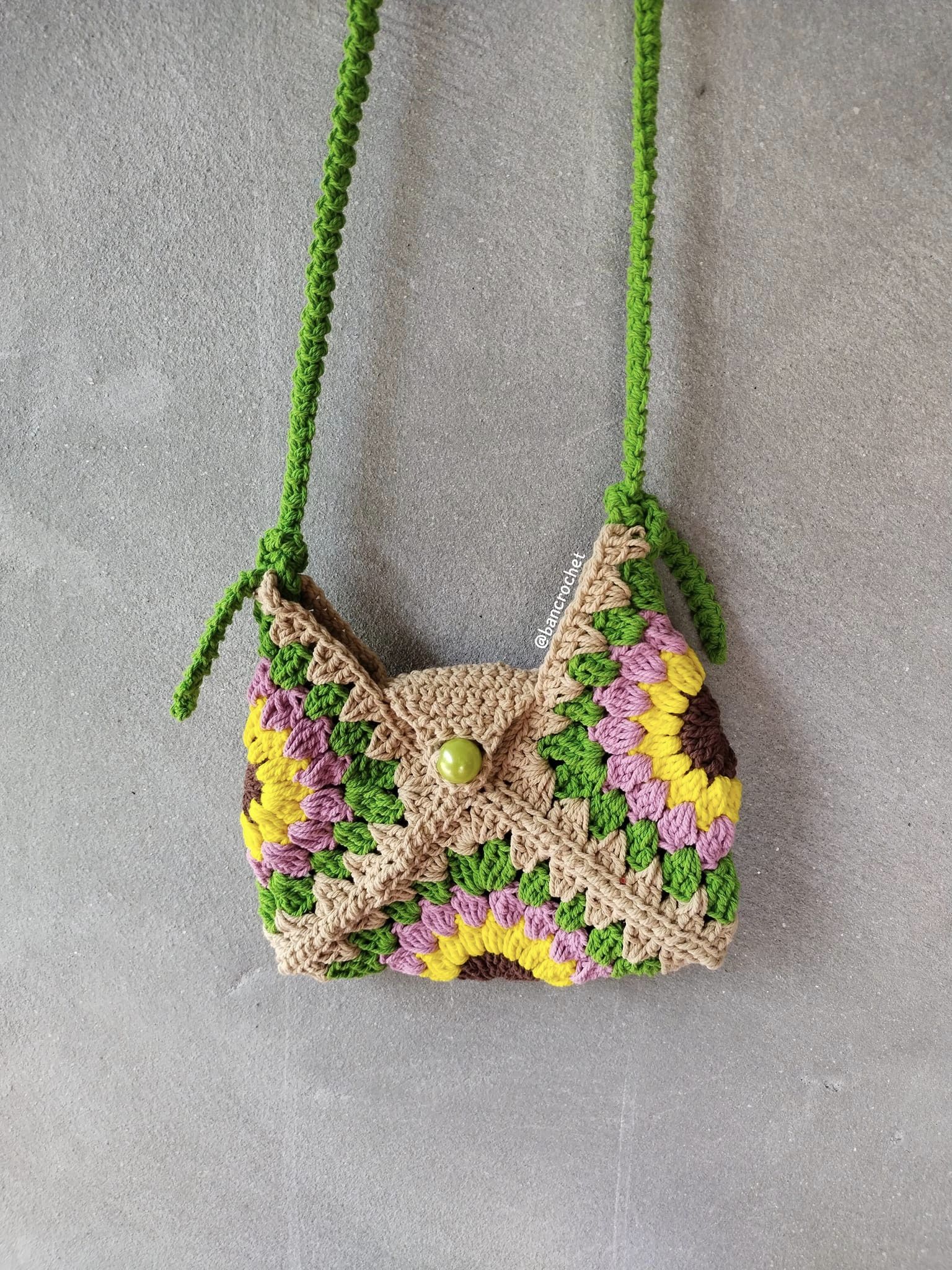 Bancrochet กระเป๋าถักโครเชต์ crochet bag หลากสี 7*5 inch