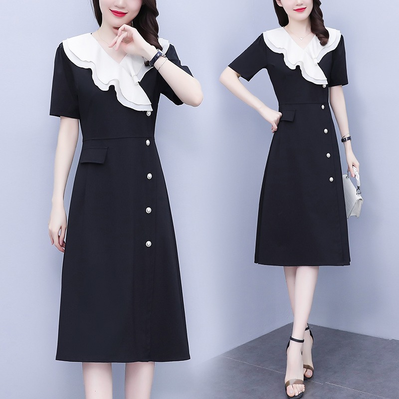 เดรสแขนสั้น มีไซส์ L-5XLอก 38-48 นิ้ว ใส่ได้ทั้งสาวหุ่นดีน่ารักจนถึงสาวอวบพลัสไซส์