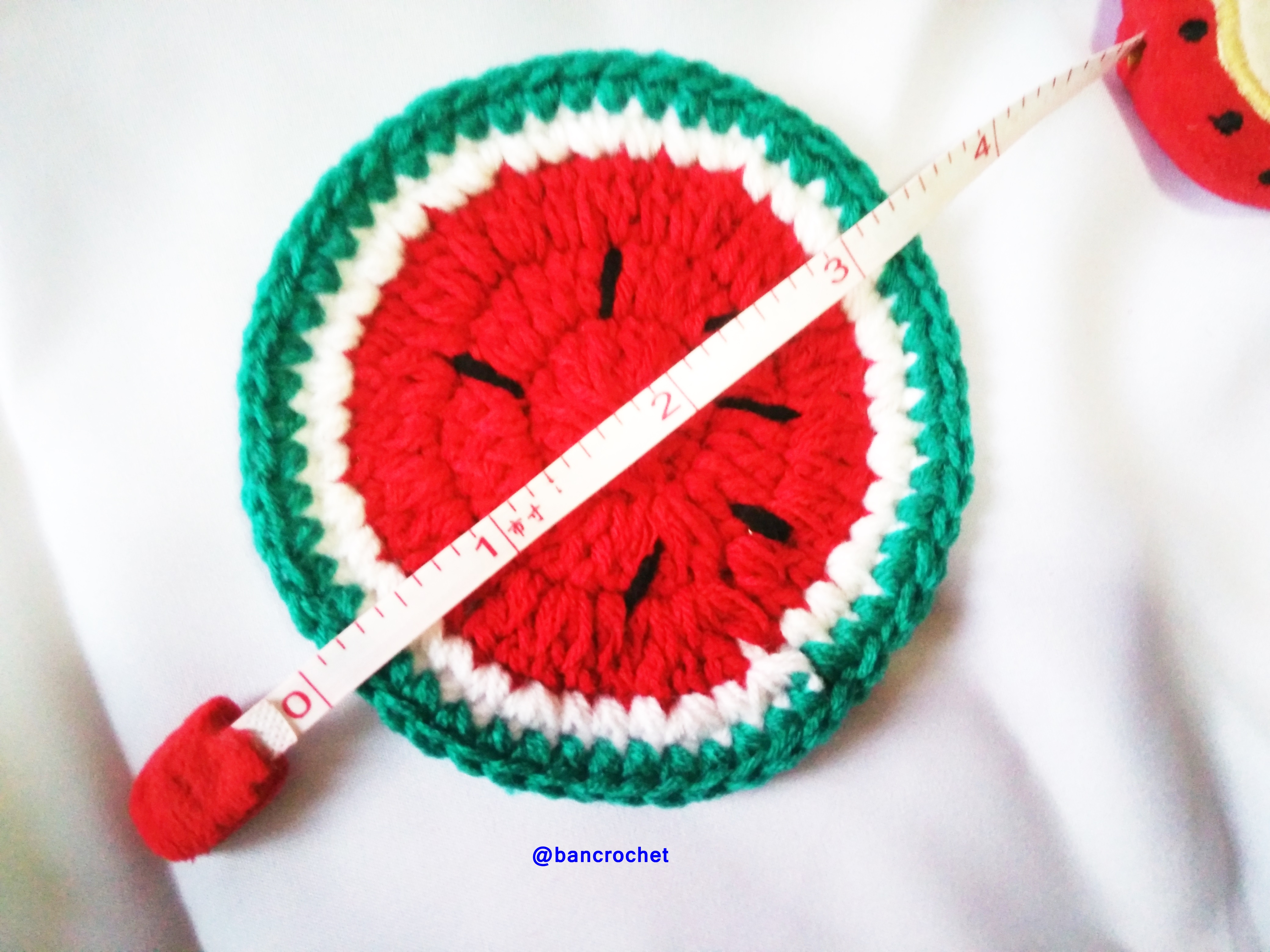 Bancrochet ที่รองแก้วถักโครเชต์ลายแตงโม crochet watermelon coasters หลากสี 3.5 นิ้ว