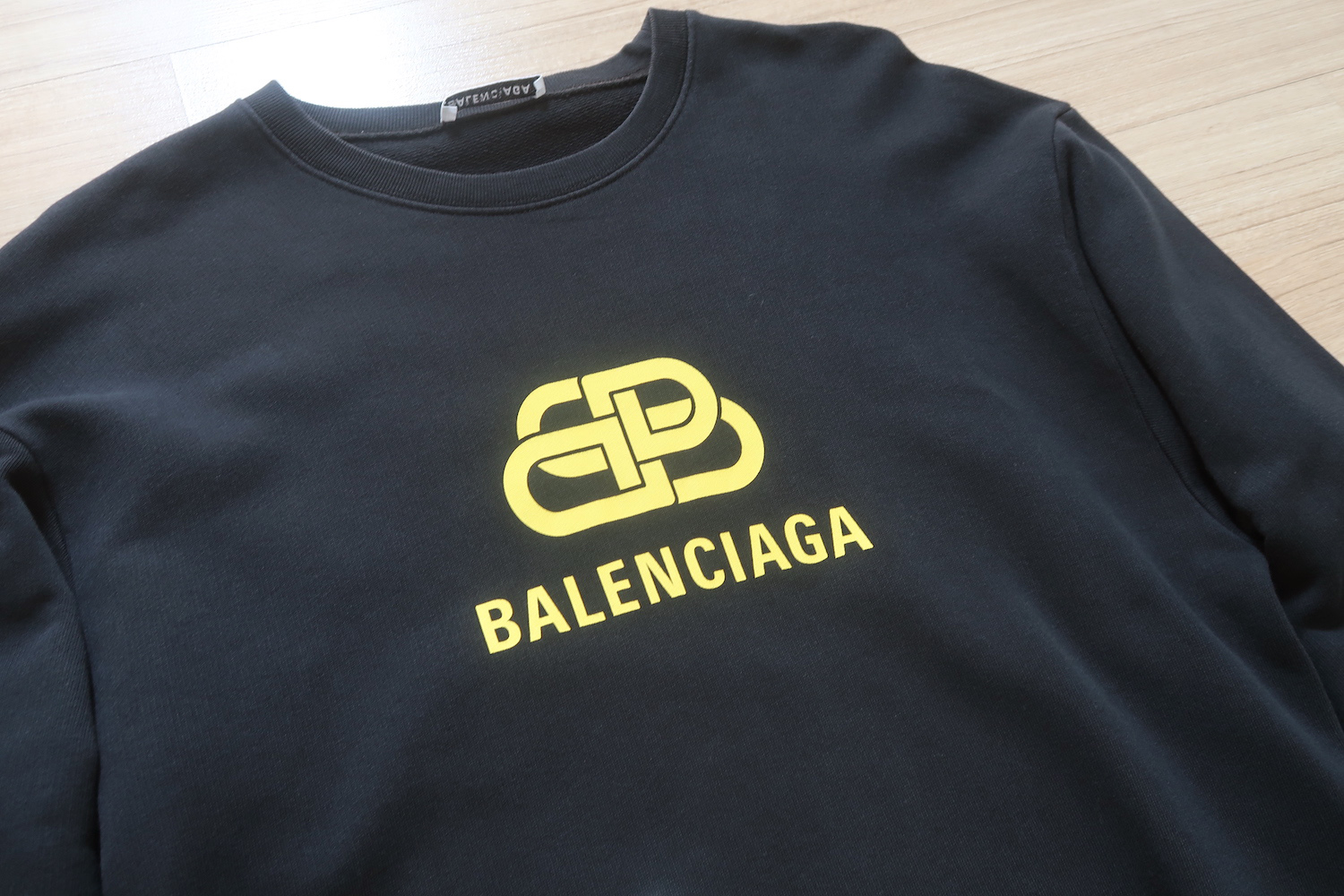 Balenciaga Black Yellow BB Craw Logo Sweater