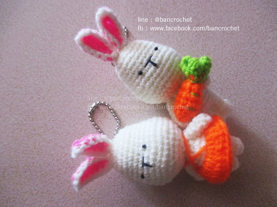 พวงกุญแจกระต่ายคู่รัก สีส้ม