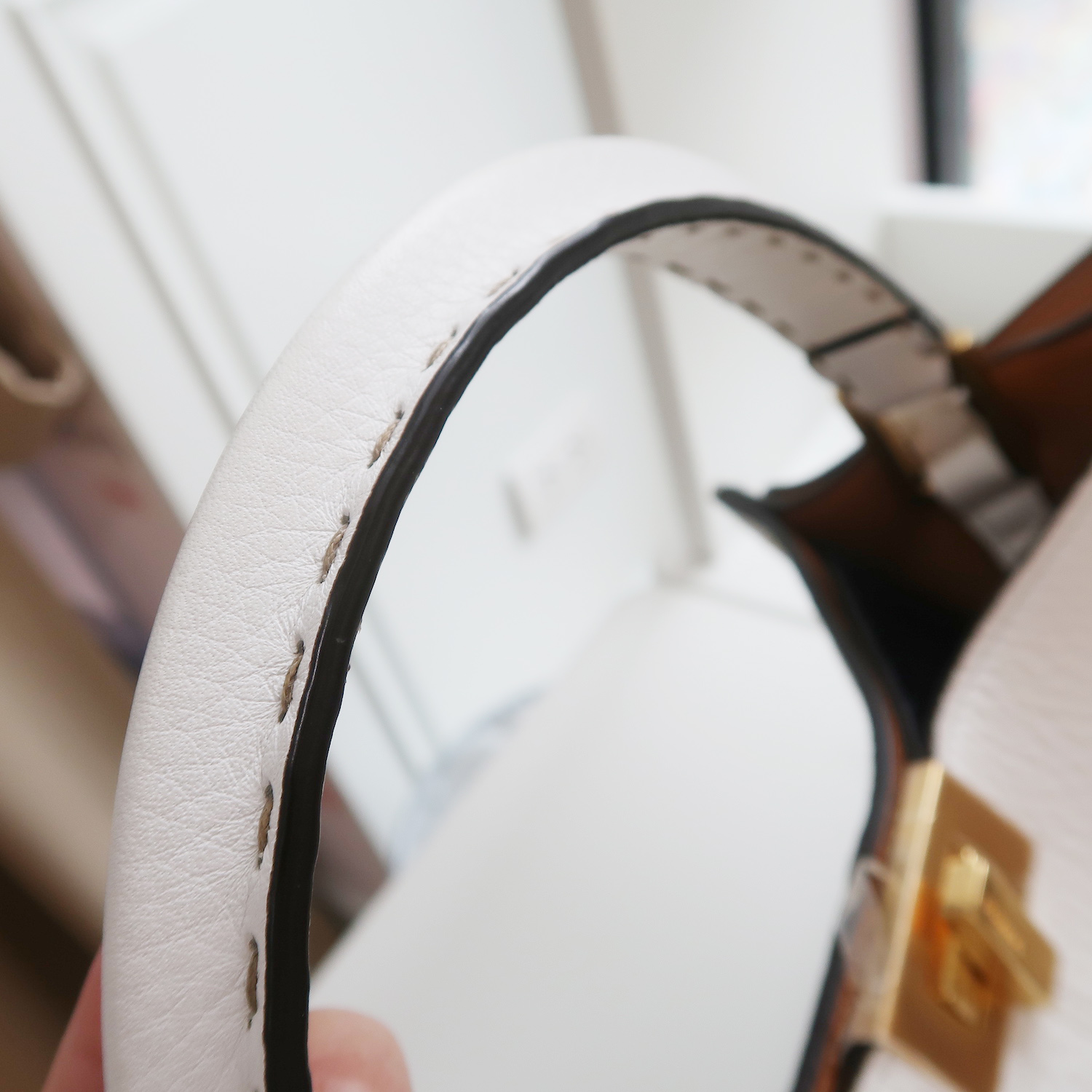 Fendi White Grained Calfskin X-Lite Peekaboo Medium GHW