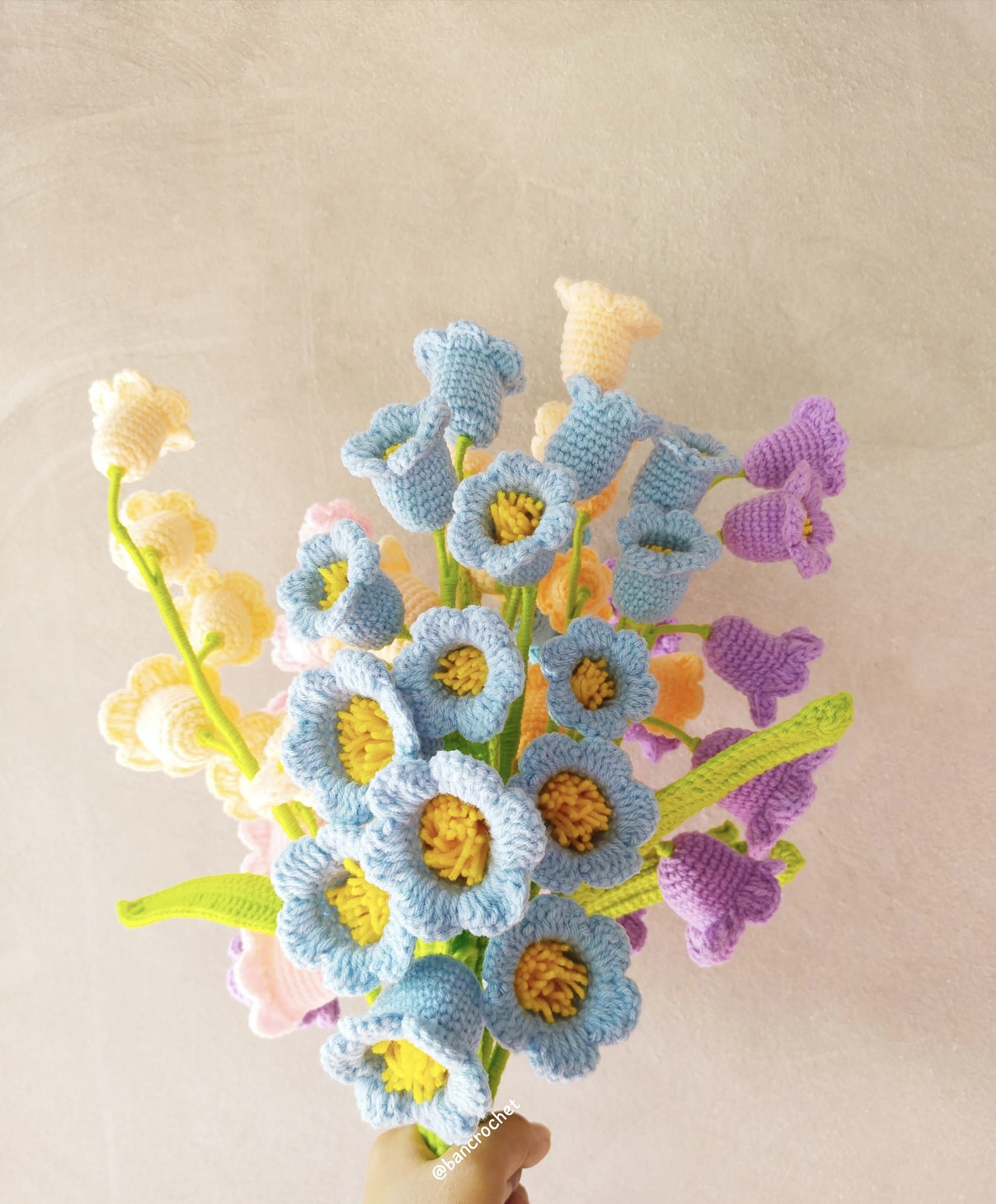 Bancrochet ดอกไม้ถักโครเชต์ crochet flowers หลากสี 11 inch