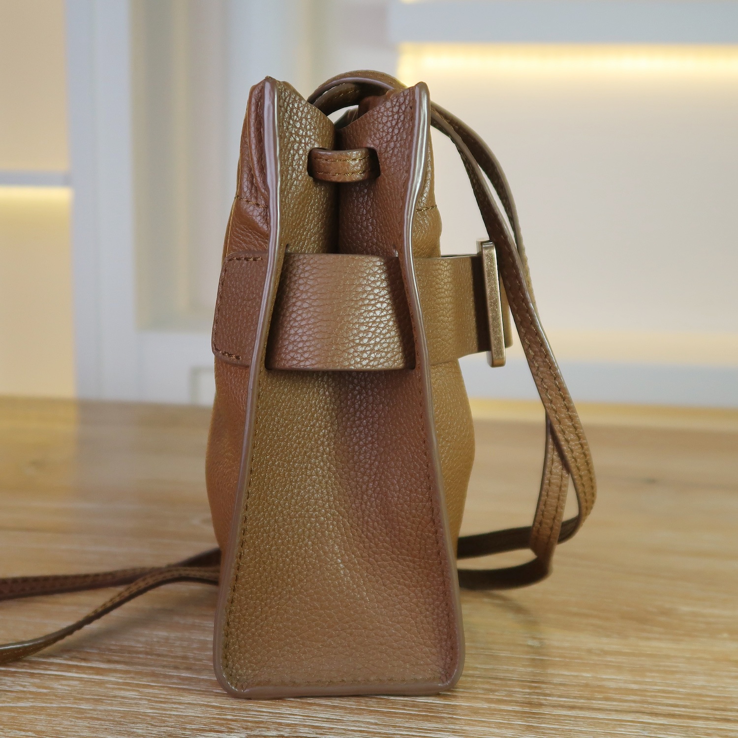 Boyy Brown GrainCalf Leather Soft Scrunchy Phone Bag