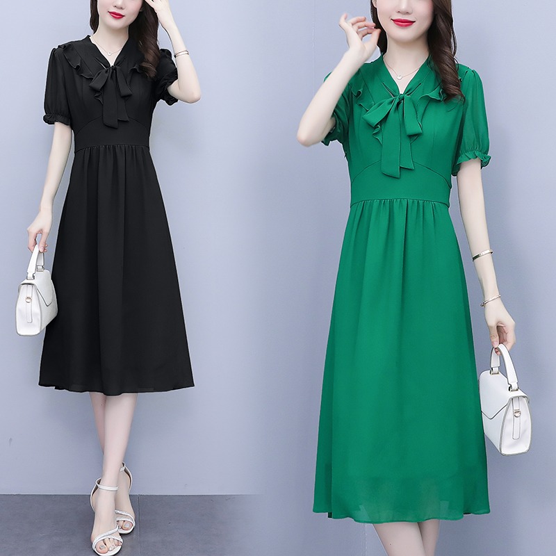 เดรสแขนสั้น มีไซส์ L-5XLอก 38-48 นิ้ว ใส่ได้ทั้งสาวหุ่นดีน่ารักจนถึงสาวอวบพลัสไซส์