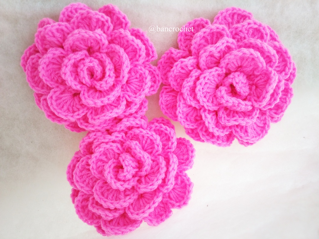กุหลาบถักไหมพรม Rose Flowers Crochet หลากสี 4 นิ้ว