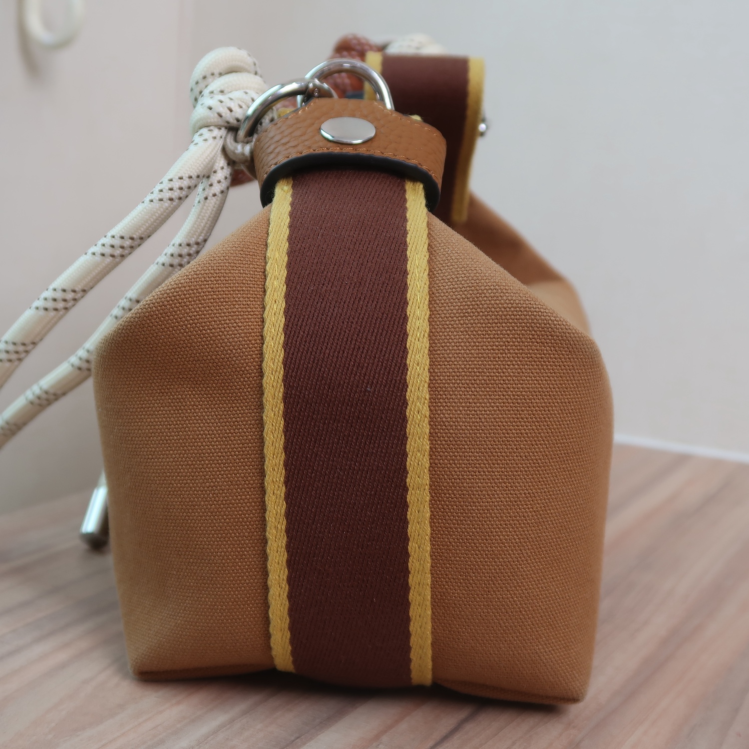 Hermes Brown Canvas Bride-A-Brac Case Small Bag