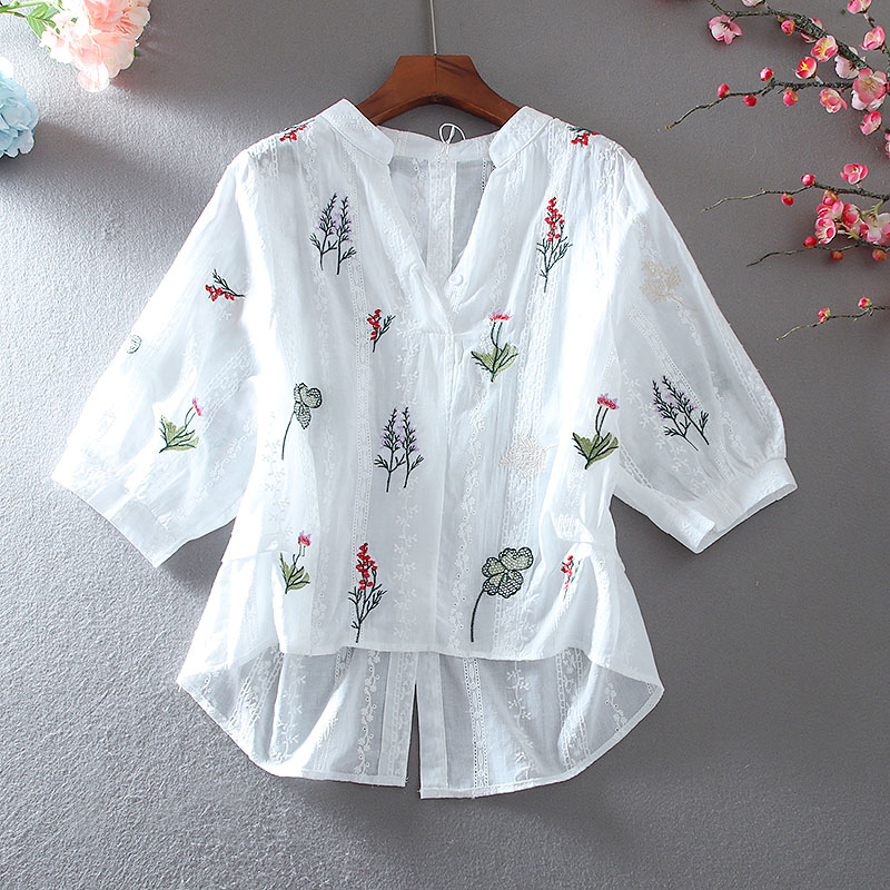 เสื้อลินิน เสื้อผ้าฝ้ายลินิน เสื้อเชิ้ตผ้าลินิน ปักลายสวยๆด้วยด้าย สไตล์VINTAGE BY Dreamroom