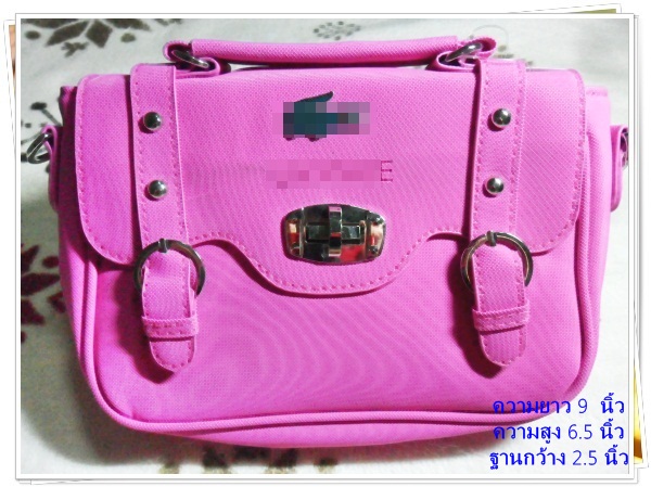 กระเป๋าถือ กระเป๋าสะพาย หนัง PU สีชมพู ทรงสี่เหลี่ยม กระเป๋าสะพายข้างผู้หญิง แบบวัยรุ่น ขนาดกลาง สวยเท่ มีสไตล์ bb001