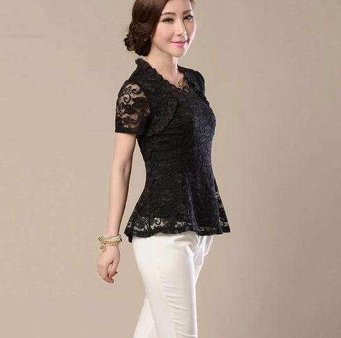 เสื้อผ้าลูกไม้ แขนสั้น สีดำ ใส่ออกงาน ราตรี งานกลางคืน งานศพ เสื้อเชิ้ต แขนสั้น ดีไซน์ แต่งระบายที่ คอ เสื้อคุณ นาย ราคาถูก 483974