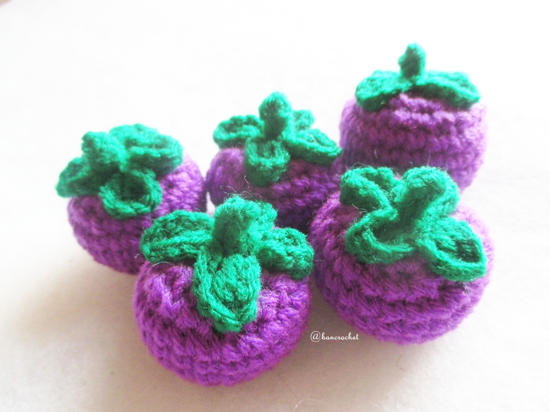 มังคุดถักโครเชต์ mangosteen fruit crochet