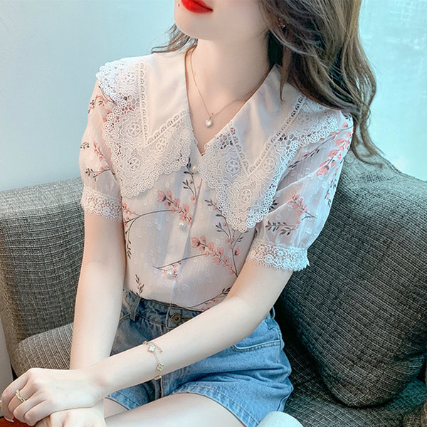 เสื้อลูกไม้ แขนสั้น