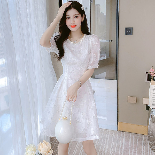 เดรสลูกไม้ เดรสชีฟองสวยๆ แขนสั้น By Meiyi women's clothing