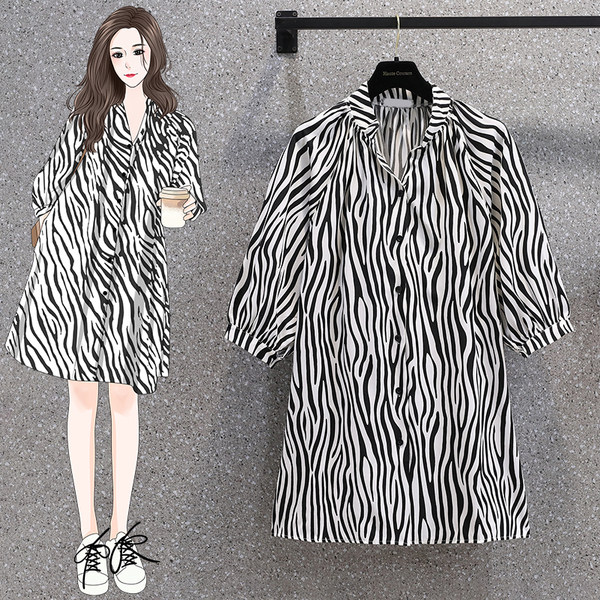 เดรสคนอ้วน เดรสสาวอวบ ชุดเดรสคนอ้วนวัยรุ่นแขนสั้น BY PLUS SIZE Girl