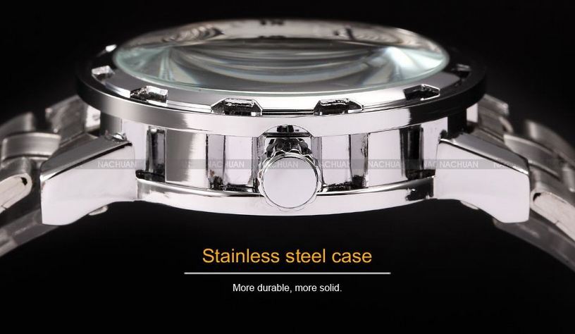 นาฬิกาข้อมือ โชว์กลไก Mechanical watch นาฬิกาข้อมือผู้ชาย สาย Stainless steel เห็นกลไกการทำงานด้านใน ไม่ต้องใส่ถ่าน 92826