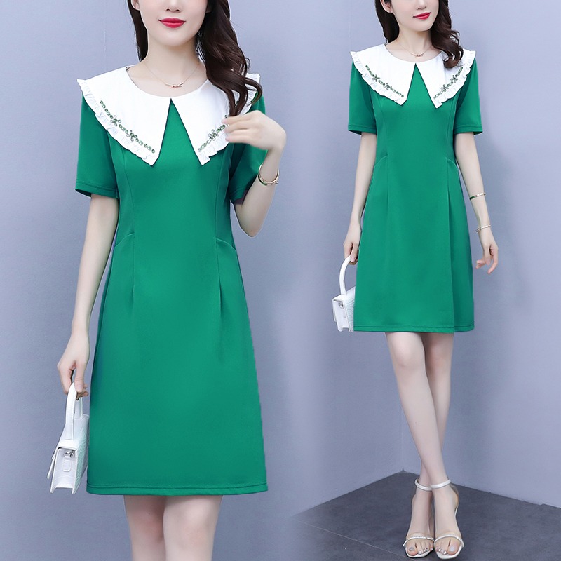 เดรสแขนสั้น มีไซส์ L-4XLอก 38-47 นิ้ว ใส่ได้ทั้งสาวหุ่นดีน่ารักจนถึงสาวอวบพลัสไซส์