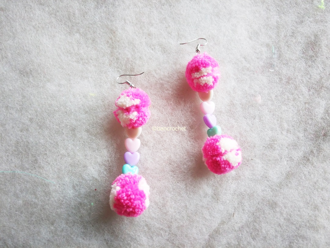 ต่างหูถักโครเชต์ crochet earrings หลากสี 4-6 นิ้ว