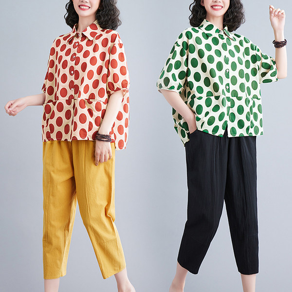 เสื้อลินินคนอ้วน เสื้อทีเชิ้ตคนอ้วนผู้หญิง เสื้อทีเชิ้ตตัวใหญ่ By Literary Plus size