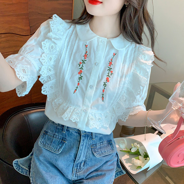 เสื้อลูกไม้ แขนสั้น
