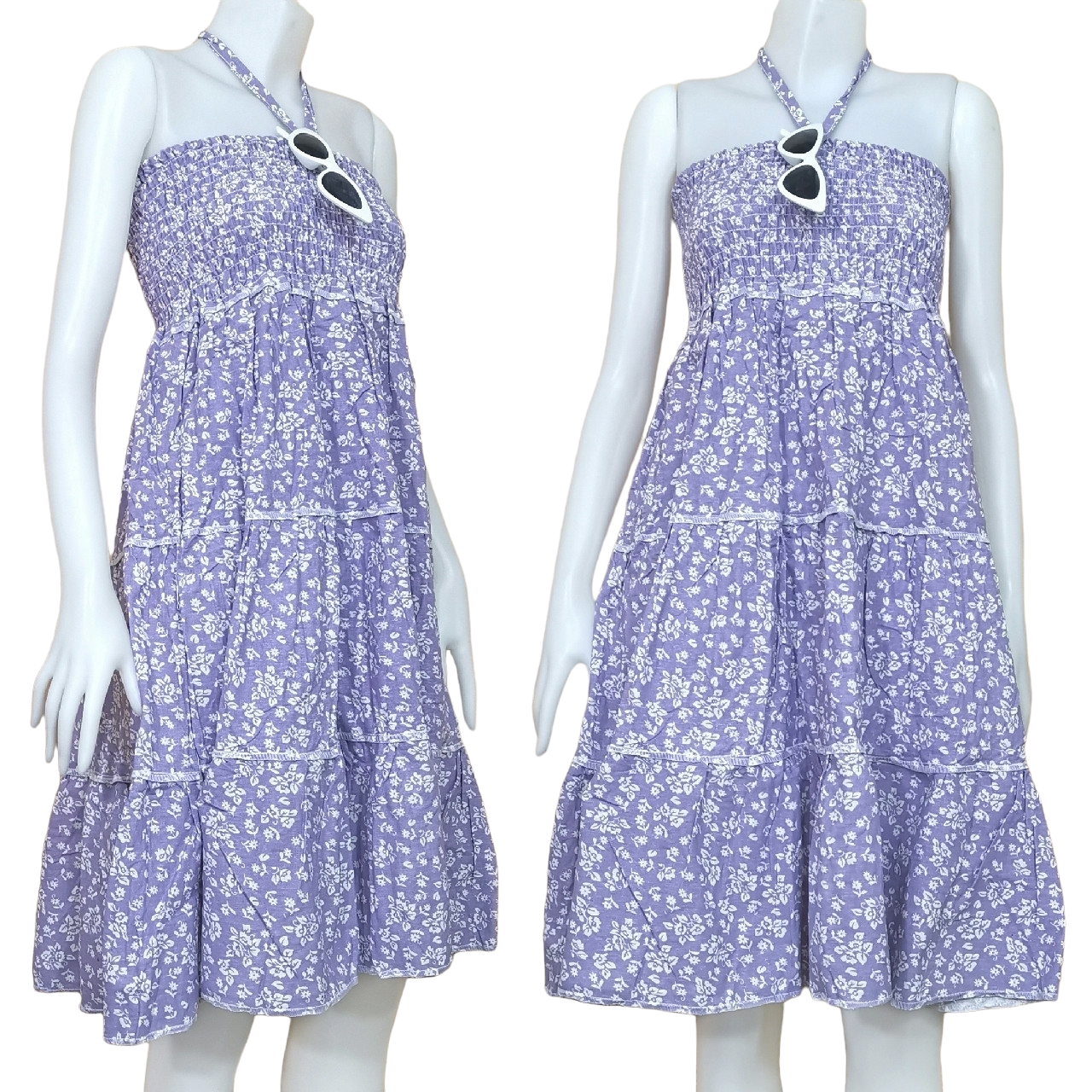 Dress4748 เดรสยาวสม็อครอบอก ใส่เป็นกระโปรงได้ มีสายผูกคอ ผ้าคอตตอนยีนส์, ผ้าสกินนี่เนื้อดี งานสวยคลาสสิคดูดีดูน่ารักทรงนี้มีติดตู้ไว้ใส่ได้เรื่อยๆ