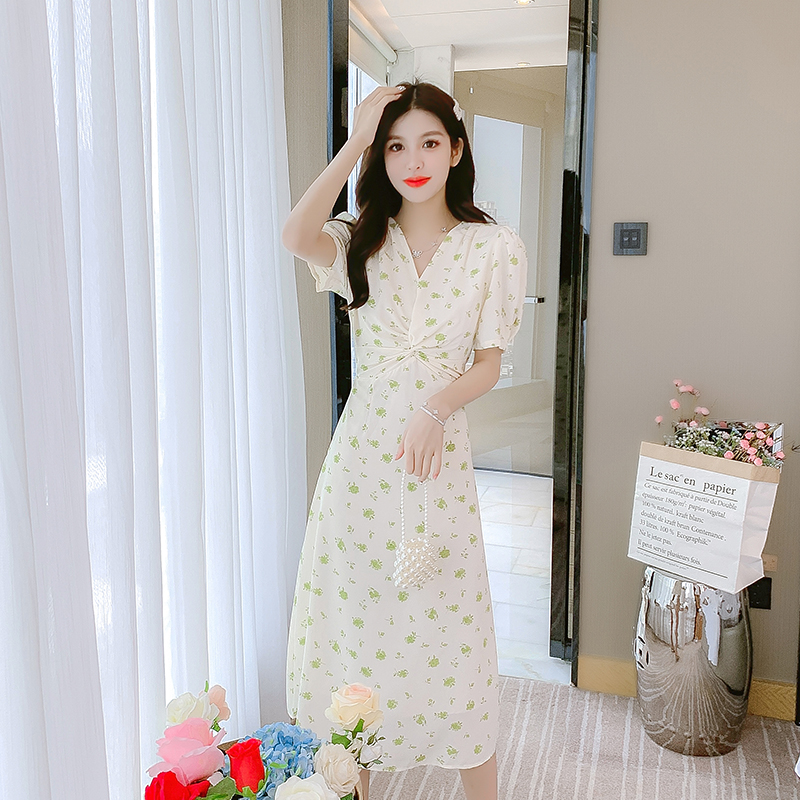 เดรสลูกไม้ เดรสชีฟองสวยๆ แขนสั้น By Meiyi women's clothing