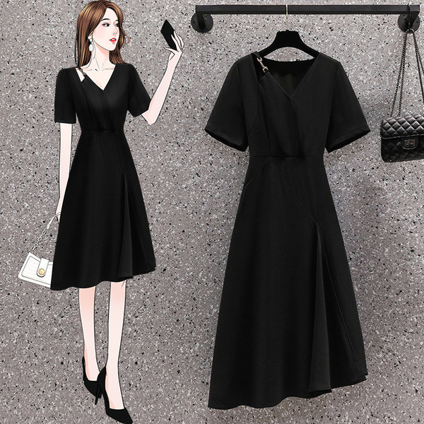 เดรสคนอ้วน เดรสสาวอวบ ชุดเดรสคนอ้วนวัยรุ่นแขนสั้น BY PLUS SIZE Girl