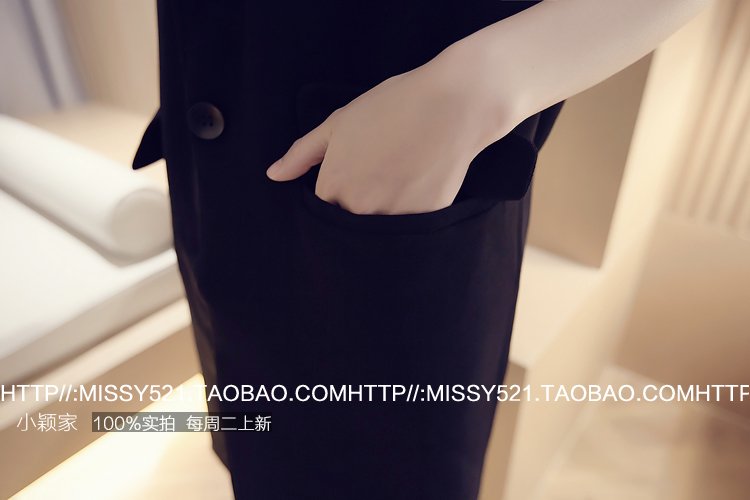 เสื้อคลุมแฟชั่นแขนกุด ตัวยาว เกาหลีมากๆ เรียกได้ว่างานดีแบบเก๋จ้า พร้อมส่งเลยน๊าา ดำ