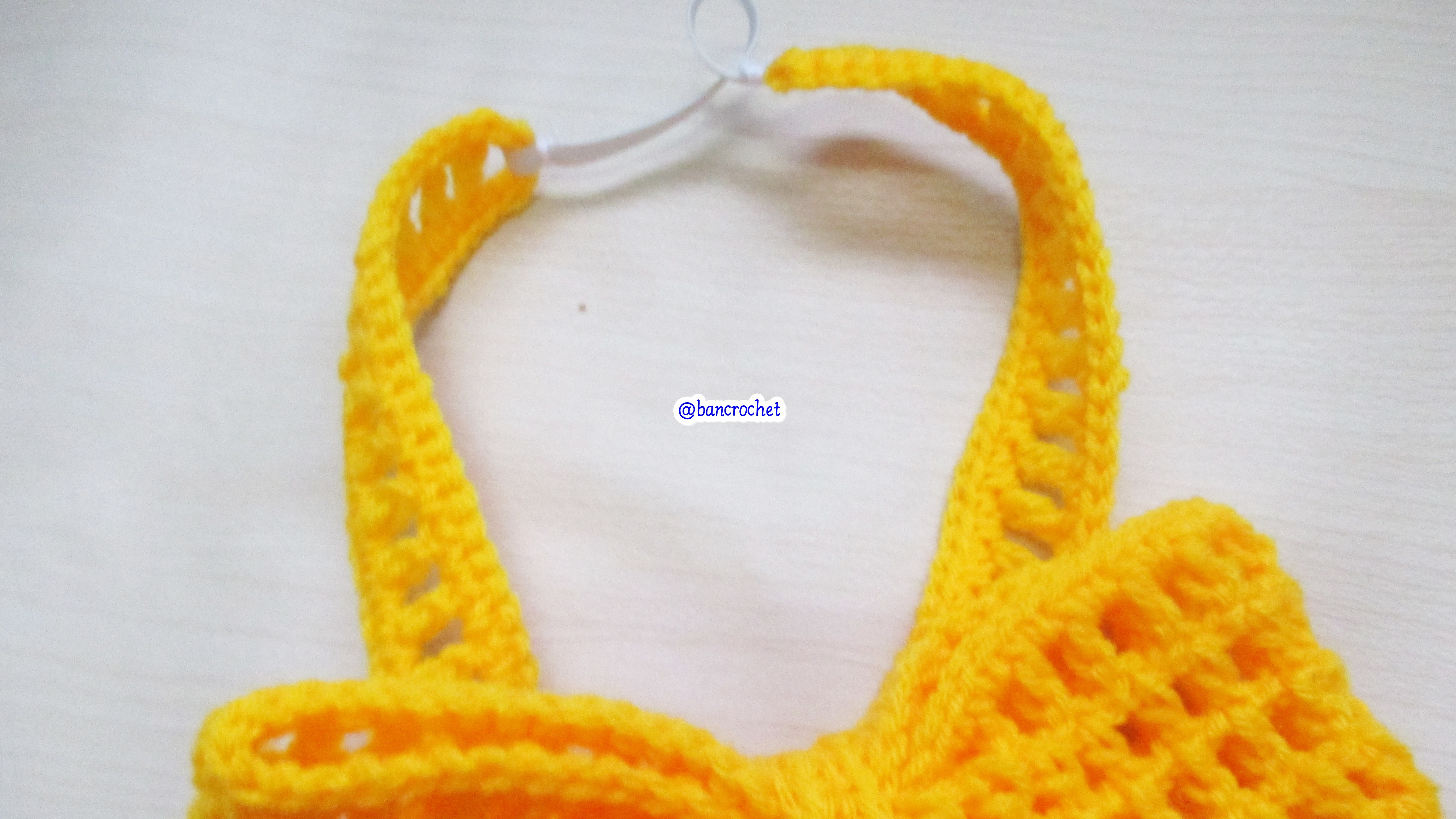 Bancrochet ที่คาดผมถักโครเชต์ โบว์ถักคาดผม Crochet Bow Headband เหลืองเชอเบท 5 inch