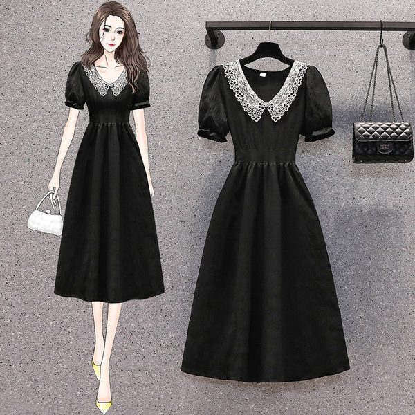 เดรสคนอ้วน เดรสสาวอวบ ชุดเดรสคนอ้วนวัยรุ่นแขนสั้น BY PLUS SIZE Girl