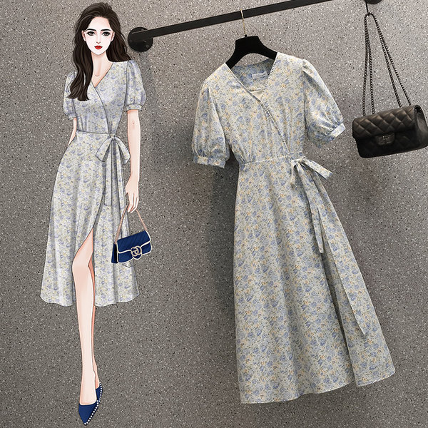 เดรสคนอ้วน เดรสสาวอวบ ชุดเดรสคนอ้วนวัยรุ่นแขนสั้น BY PLUS SIZE Girl