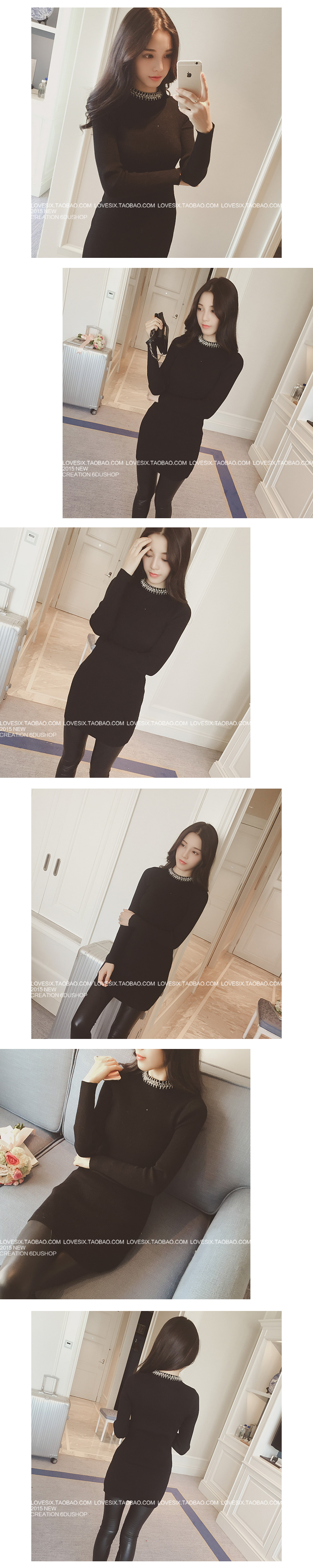 เสื้อไหมพรม ตัวยาว ผ้าร่อง แต่งลูกปัดที่ช่วงคอเก๋ๆ พร้อมส่ง ดำ