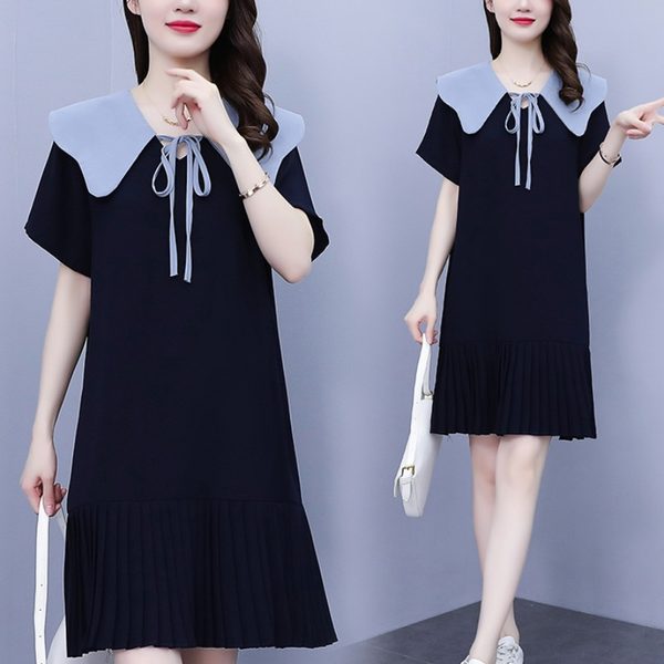 เดรสคนอ้วน เดรสสาวอวบ ชุดเดรสคนอ้วนวัยรุ่นแขนสั้น BY PLUS SIZE Girl