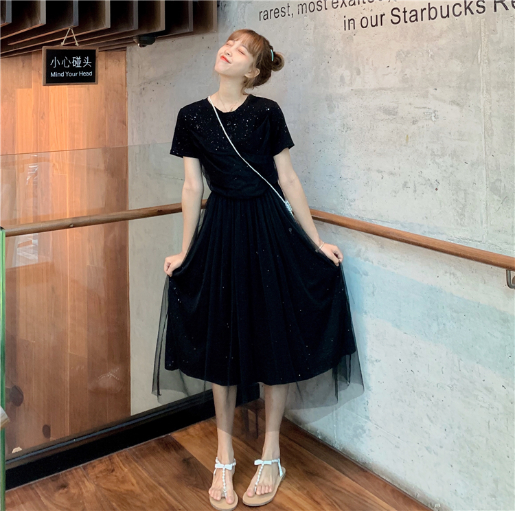 Dress4641 เดรสยาวสีดำผ้าวิ้งคอตตอนเนื้อดียืดหยุ่นได้ ดีเทลคลุมทับด้วยผ้าโปร่งซีทรู งานน่ารักดูดีไม่ซ้ำใคร ผ้าดีทรงสวยใส่แล้วดูแพง ใส่เที่ยว/ใส่ออกงานได้
