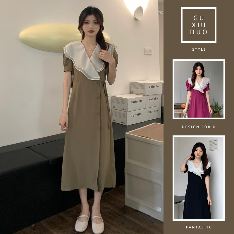 เดรสแขนสั้นมีไซส์L-4XLอก38-47นิ้ว