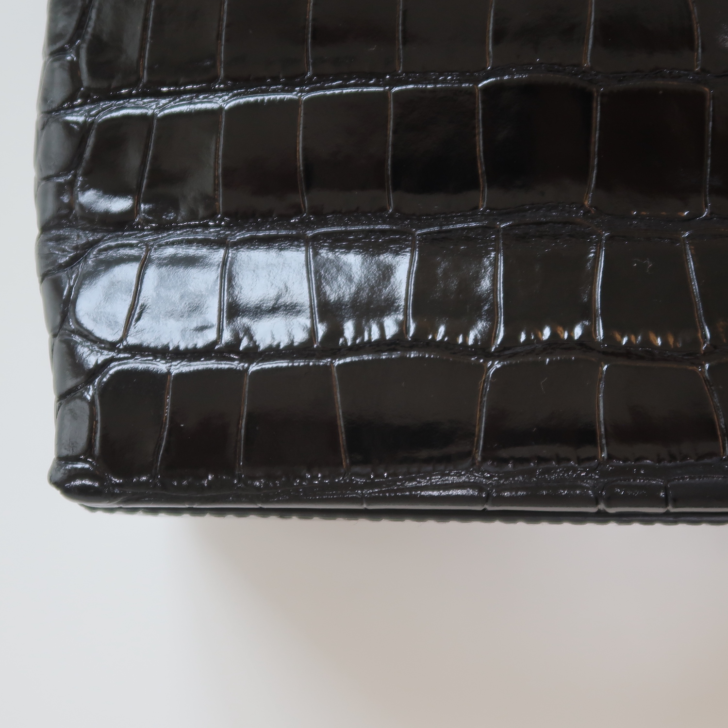 Balenciaga Black Croc Calfskin Shopping Tote XXS