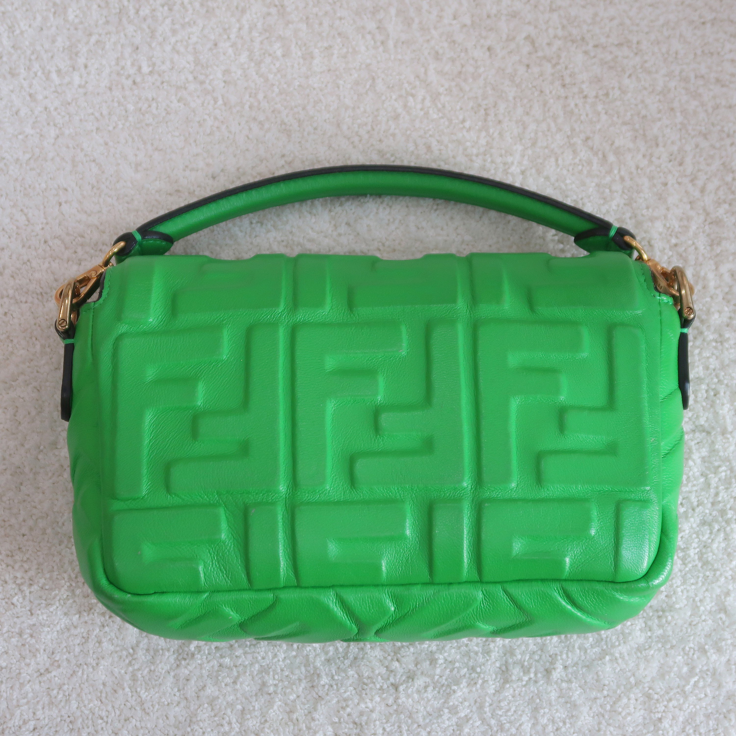 Fendi Green Nappa FF Mini Baguette