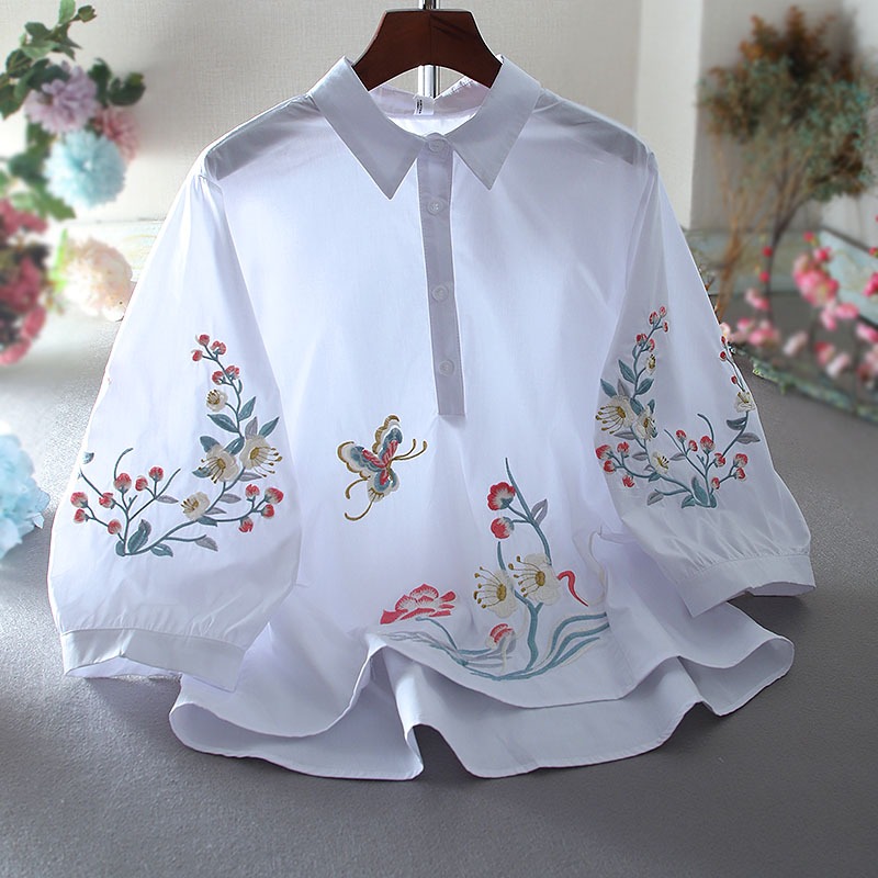 เสื้อลินิน เสื้อผ้าฝ้ายลินิน เสื้อเชิ้ตผ้าลินิน ปักลายสวยๆด้วยด้าย สไตล์VINTAGE BY Dreamroom