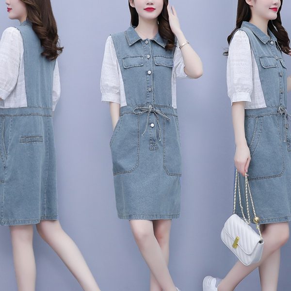 เดรสคนอ้วน เดรสสาวอวบ ชุดเดรสคนอ้วนวัยรุ่นแขนสั้น BY PLUS SIZE Girl