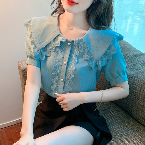 เสื้อลูกไม้ แขนสั้น