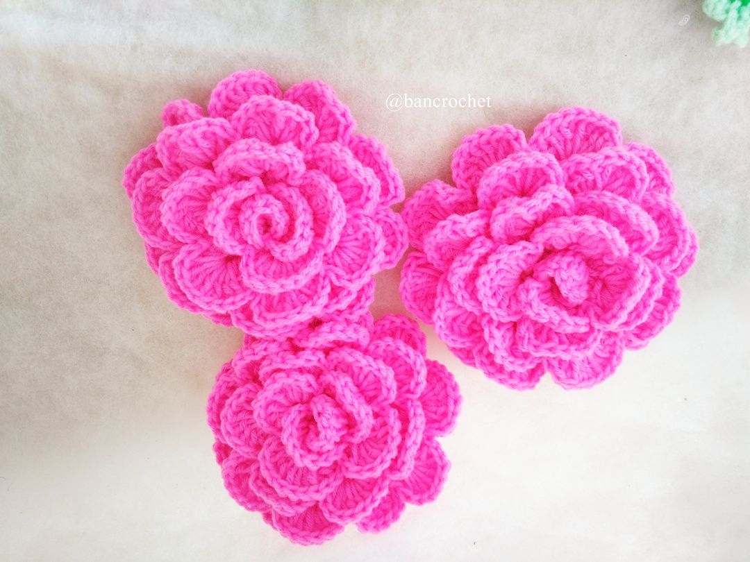 กุหลาบถักไหมพรม Rose Flowers Crochet หลากสี 4 นิ้ว