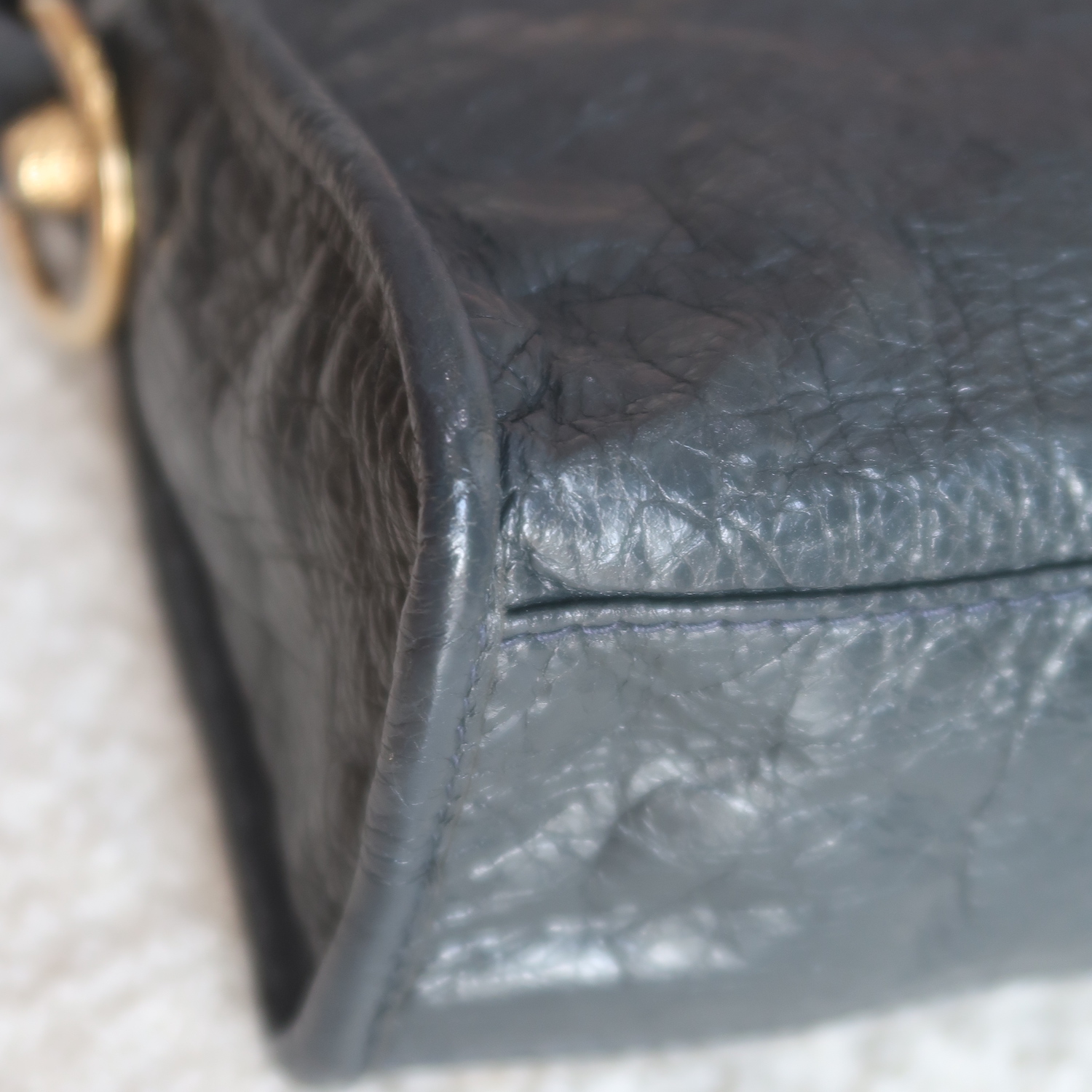 Balenciaga Grey Lambskin Mini City Giant G12 GHW