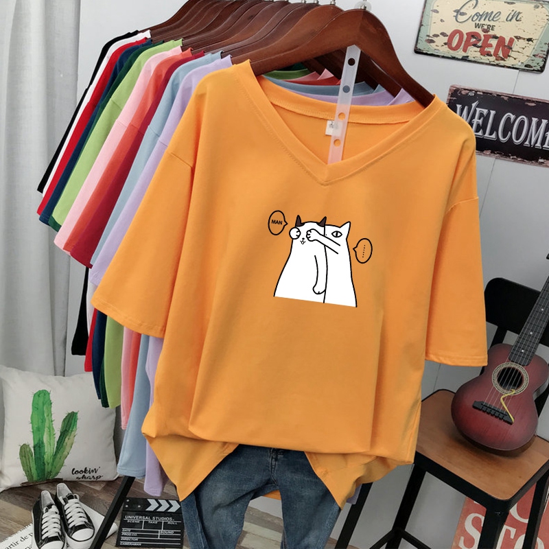 เสื้อยืดคอตตอน สกรีนลายน่ารัก มีหลากหลายสี ส่งฟรีทั่วไทย BY JIMIAO