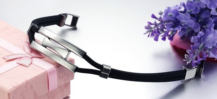 สร้อยข้อมือผู้ชาย กำไลข้อมือผู้ชาย ออกแบบ ซิลิโคนแท้ ผสม สแตนเลส แบบคลาสสิค เครื่องประดับผู้ชาย เพิ่มความเท่ มีสไตล์ 226327